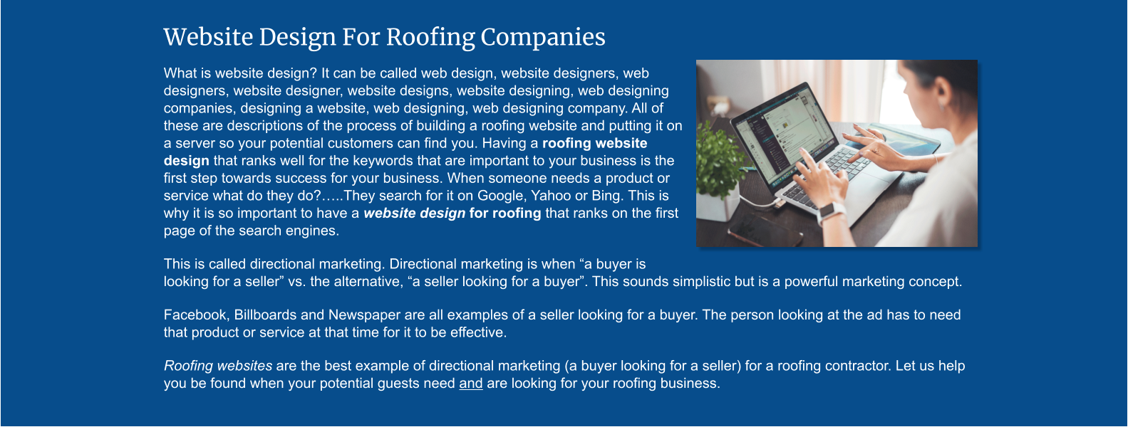 designing roofing business websites