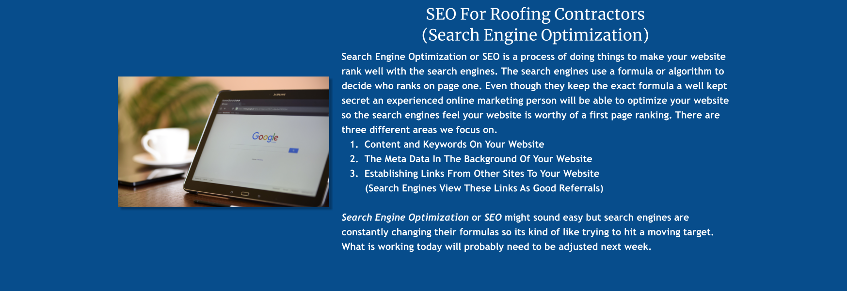 search engine optimization service for roofing business websites